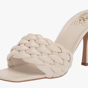Sexy, Vince Camuto Womens Brinela Leather Woven Heels Creamy White mule NEW